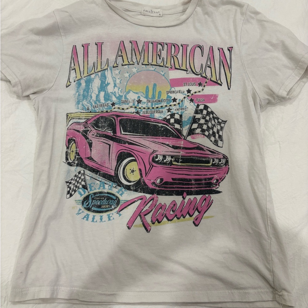 Full Tilt All American Racing Tee - White and Pink